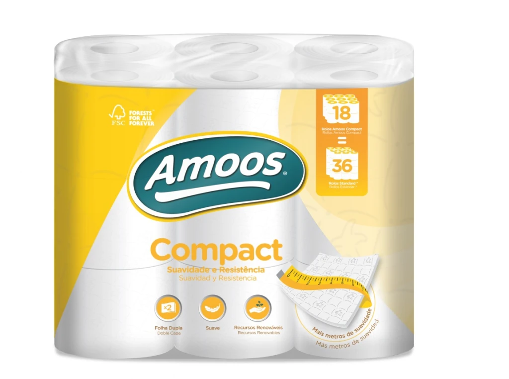 Tualettpaber AMOOS, 12tk/pakk, 2 kihti, 30 m, 102 mm