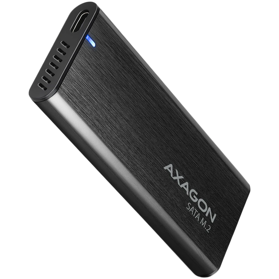 AXAGON EEM2-SBC, M.2 SATA screwless RAW box, black, SuperSpeed USB-C 10 Gbps