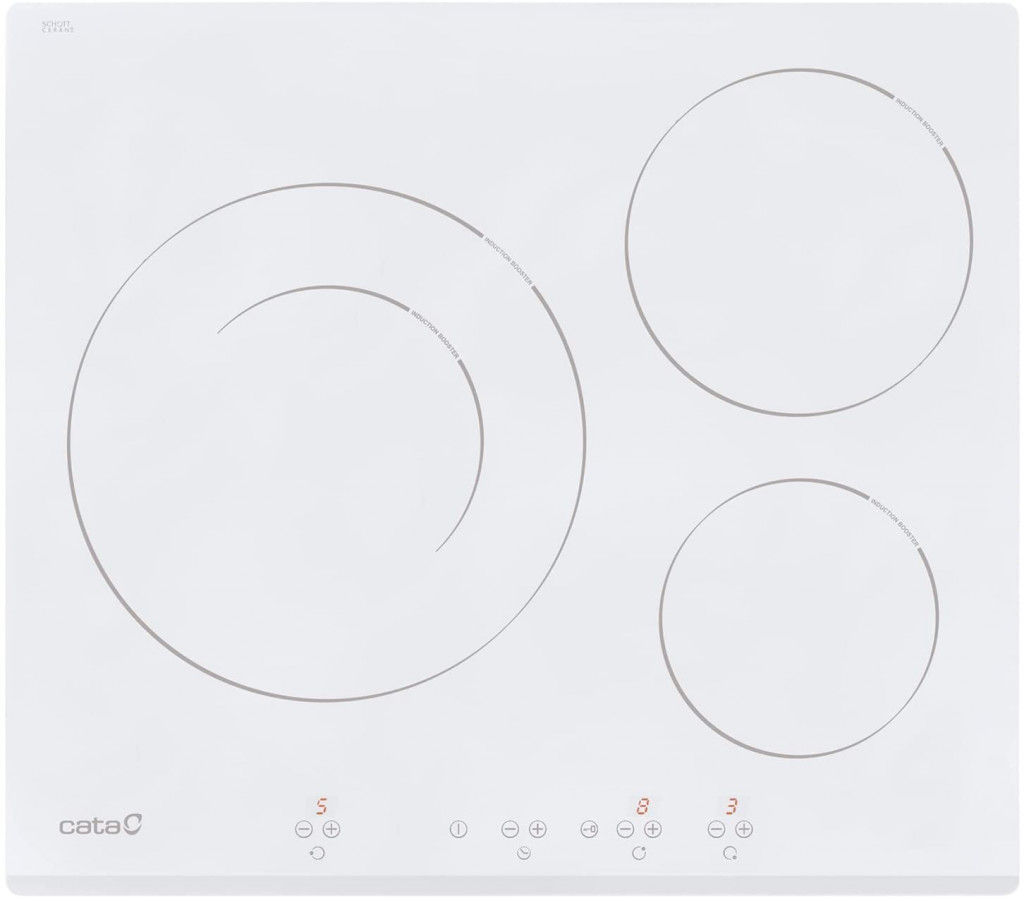 CATA Hob IB 6030 WH Induction, Number of burners/cooking zones 3, Touch control, Timer, White