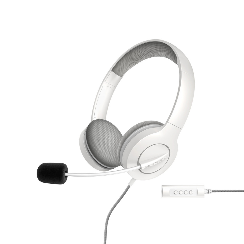 Energy Sistem Headset Office 3 White (USB and 3.5 mm plug, volume and mute control, retractable boom mic) Energy Sistem | Headset Office 3 | Wired Earphones | Wired | On-Ear | Microphone | White