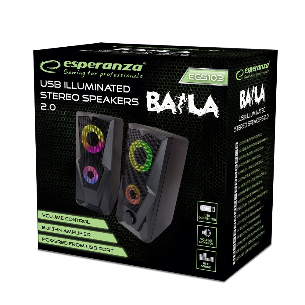 Esperanza USB kõlarid LED taustavalgustusega, Baila EGS103