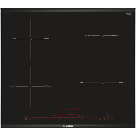 Bosch Hob PIE675DC1E Induction, Number of burners/cooking zones 4, Black, Display, Timer