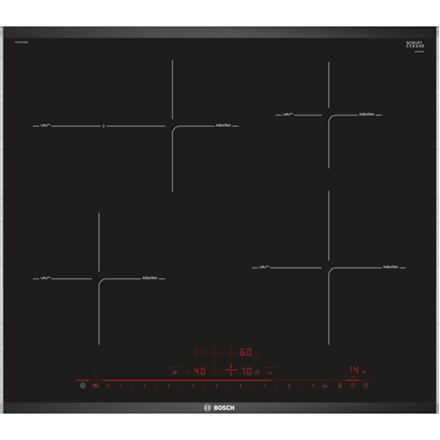 Bosch Hob PIF675DE3E Induction, Number of burners/cooking zones 4, Black, Timer