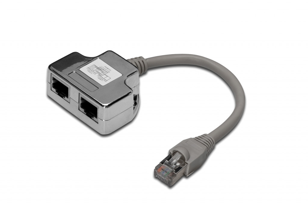 Digitus CAT 5e patch cable adapter, 2x CAT 5e, shielded 	DN-93904 Black, RJ45 socket to RJ45 plug, 0.19 m