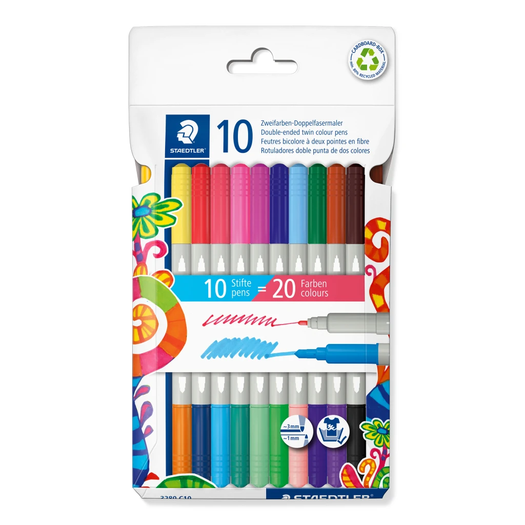 Viltpliiatsid STAEDTLER, kahepoolsed, kahevärvilised, 10 tk.