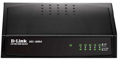 D-LINK DGS-1005A, Layer 2 unmanaged Gigabit Switch with Green Ethernet power save technology, Power save up to 80% due to GreenEthernet, disable power usage while idle, 5 x 10/100/1000 Mbps Ethernet ports, Desktop size, Auto MDI/MDI-X for each port D-Link