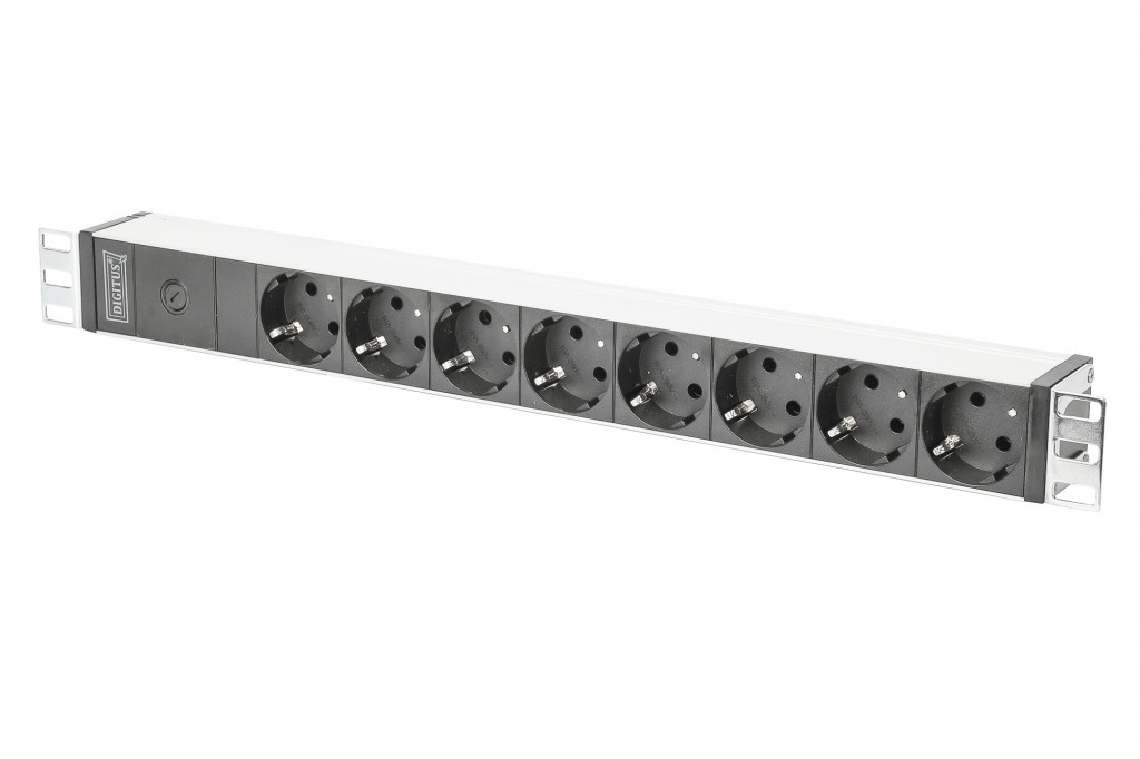 Digitus Aluminum outlet strip with pre-fuse DN-95410	 Sockets quantity 8, 250 Vac,  50/60Hz, 2 m supply IEC C14 plug