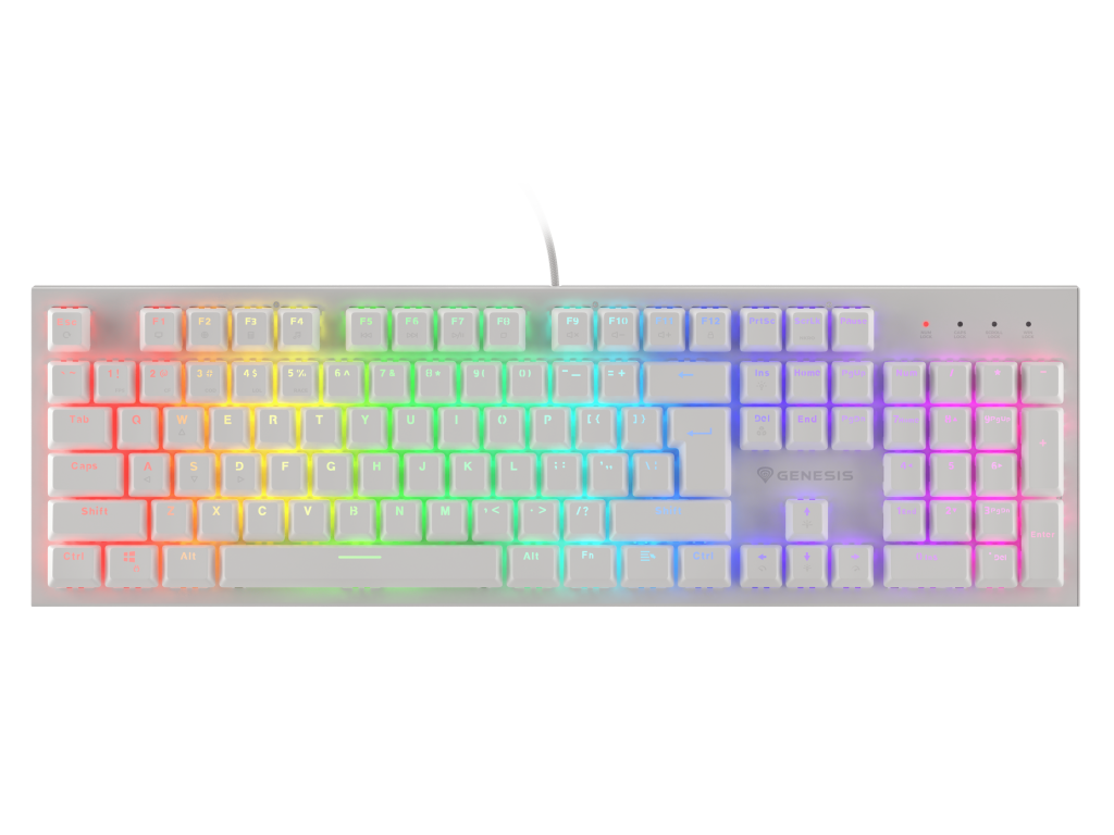 Genesis | THOR 303 | White | Gaming keyboard | Wired | RGB LED light | US | 1.8 m | Brown Switch