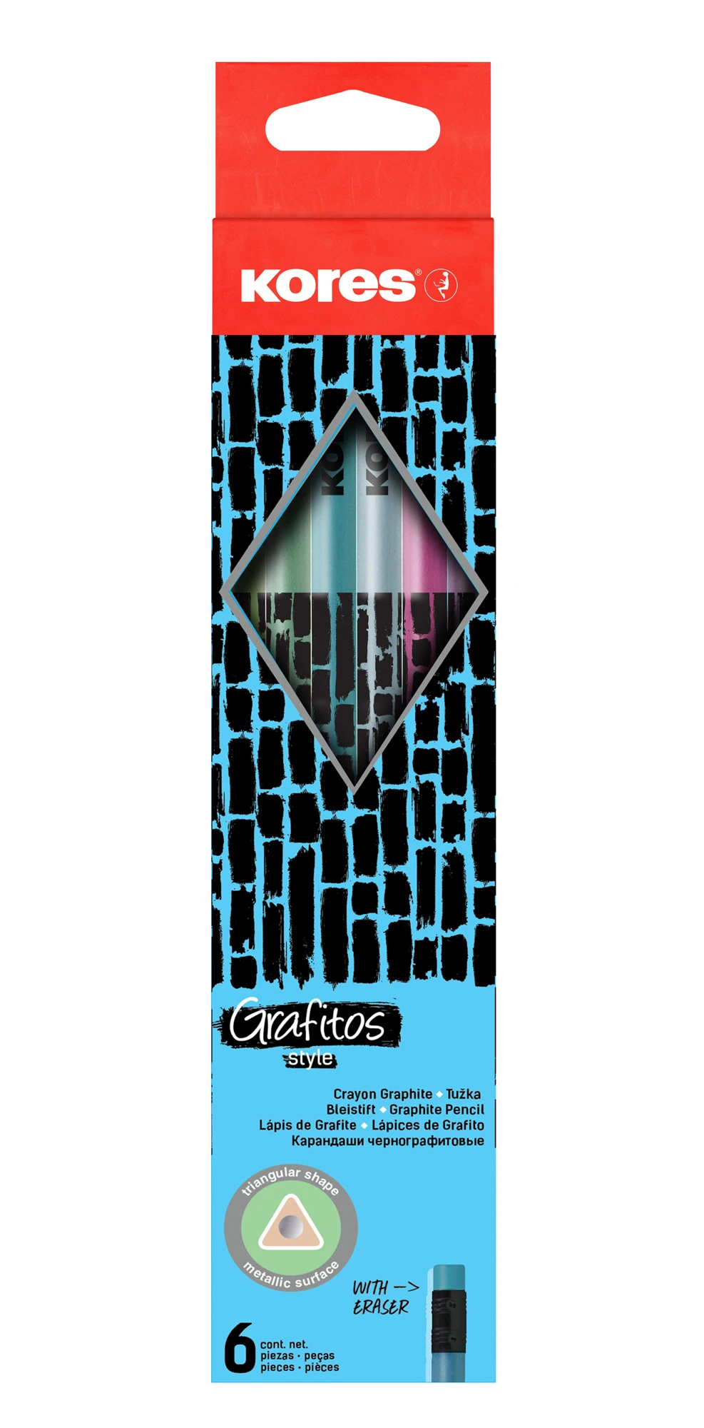 Harilik pliiats KORES  HB Grafitos Style, 6tk