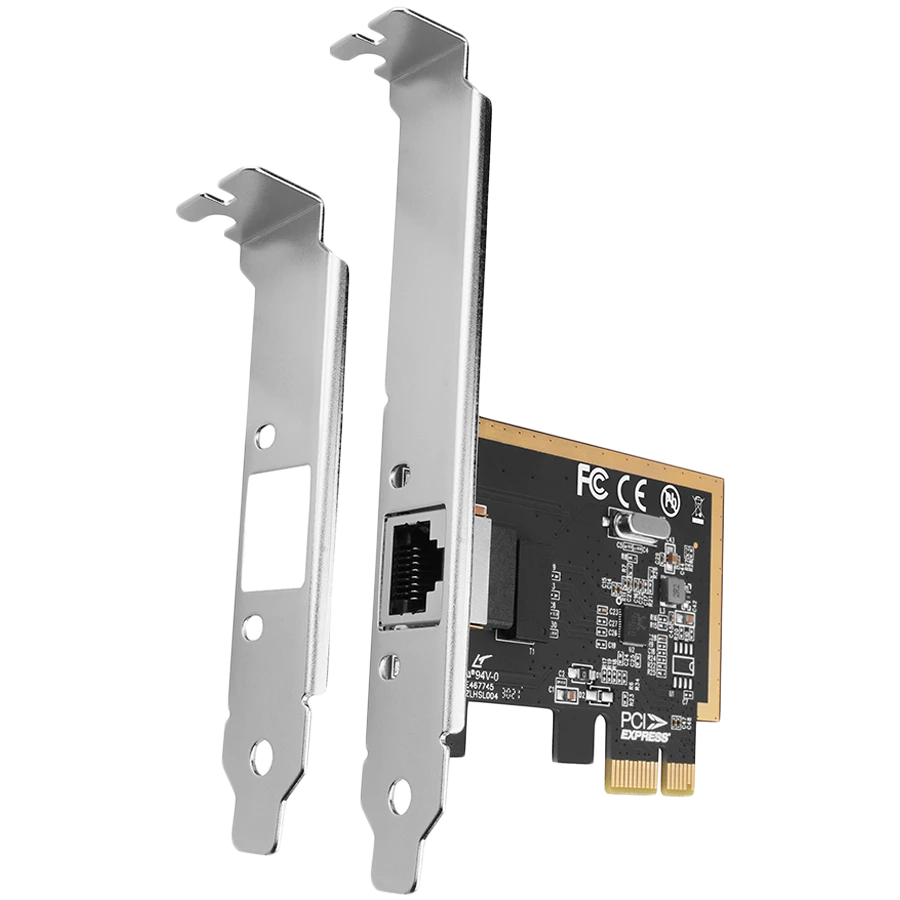AXAGON PCEE-GRF PCI-Express network card adds high speed Gigabit Ethernet connection to your desktop computer. It enables a transmission speed of 10/100/1000 Mbit/s.