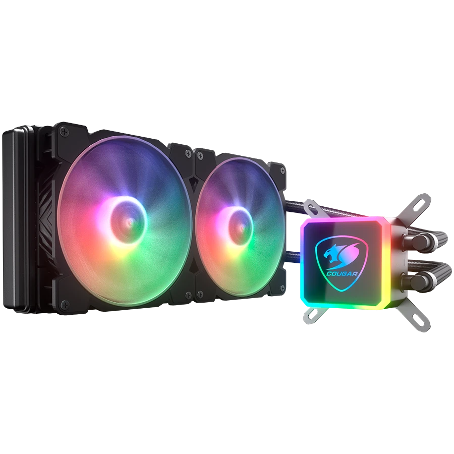 COUGAR AQUA ARGB 280 AiO Liquid Watercooling, 140mm RGB fan x2, remote control