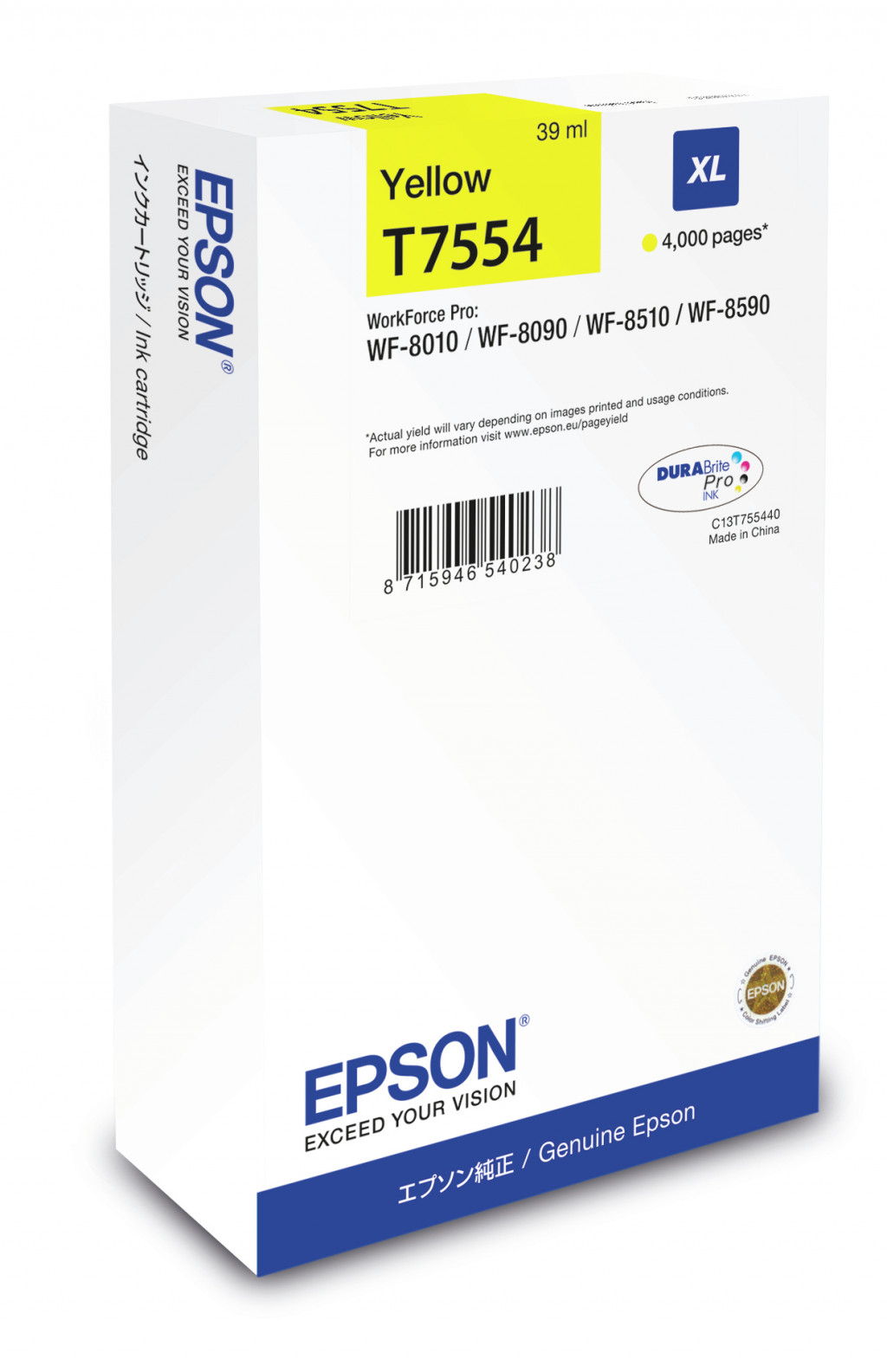 Ink cartridge Epson T7554 XL (C13T755440) YL 4K COMPATIBLE