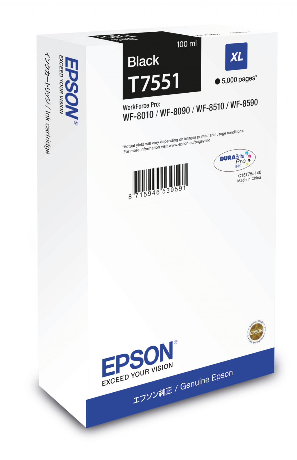 Ink cartridge Epson T7551 XL (C13T755140) BK 5K COMPATIBLE