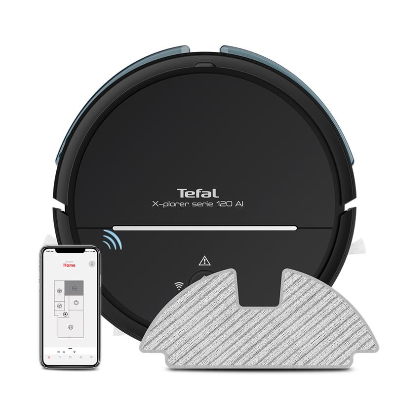 TEFAL Robotic Vacuum Cleaner RG7865 X-Plorer S120 Smart Wet&Dry, Operating time (max) 120 min, Lithium, Dust capacity 0.7 L, 2700 Pa, Black, 24 month(s)