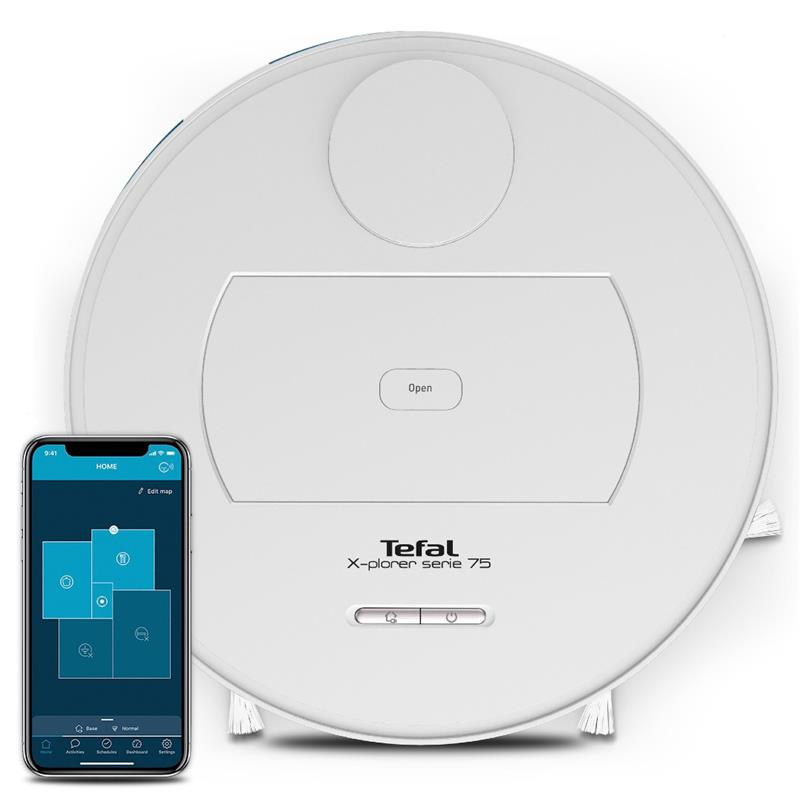 TEFAL Robotic Vacuum Cleaner RG7687 X-Plorer S75 Smart Wet&Dry, Operating time (max) 150 min, Lithium, Dust capacity 0.4 L, 2700 Pa, White, 24 month(s)