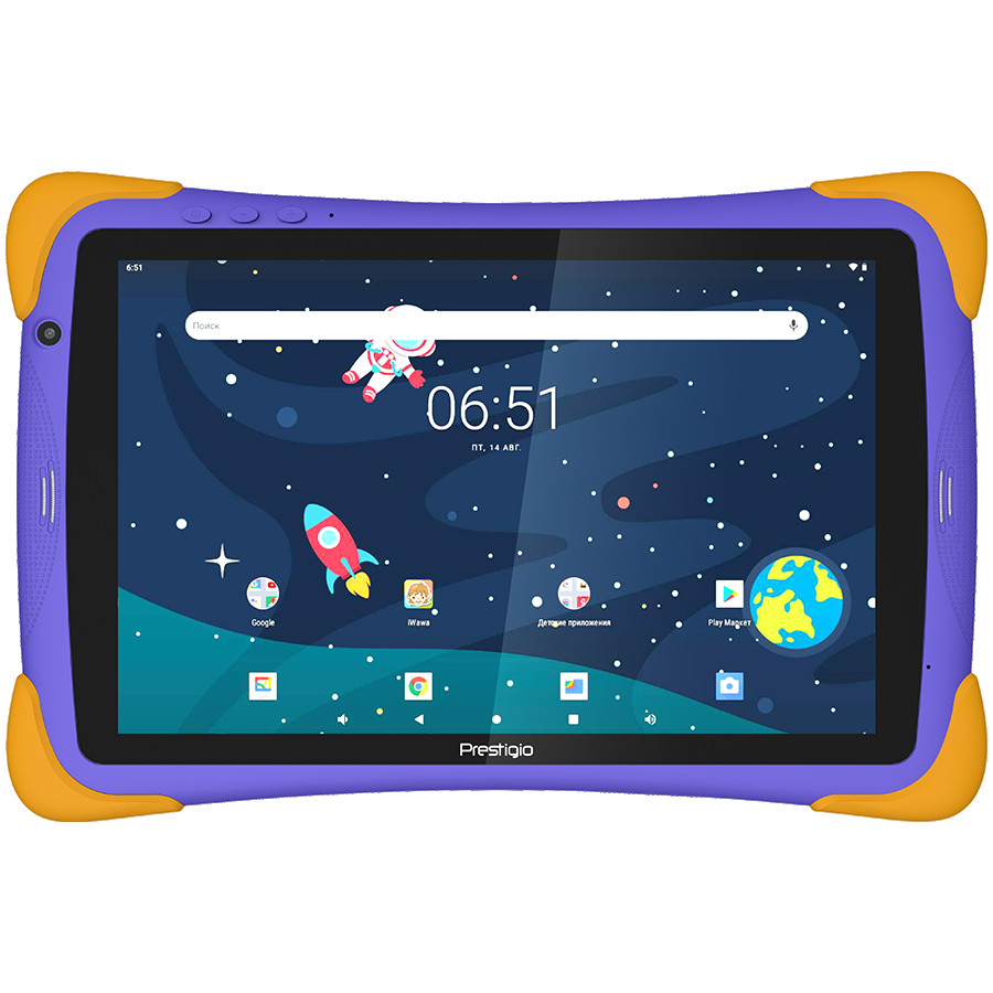 Prestigio SmartKids Pro, 10.1" (1280x800) IPS, Android 11, up to 1.6GHz 8-core Spreadtrum SC9863a, 3/32GB, BT 4.2, WiFi, USB-C, microSD card slot, Single SIM card, call function, 0.3MP front cam + 2.0MP rear cam, 6000mAh bat, violet-yellow