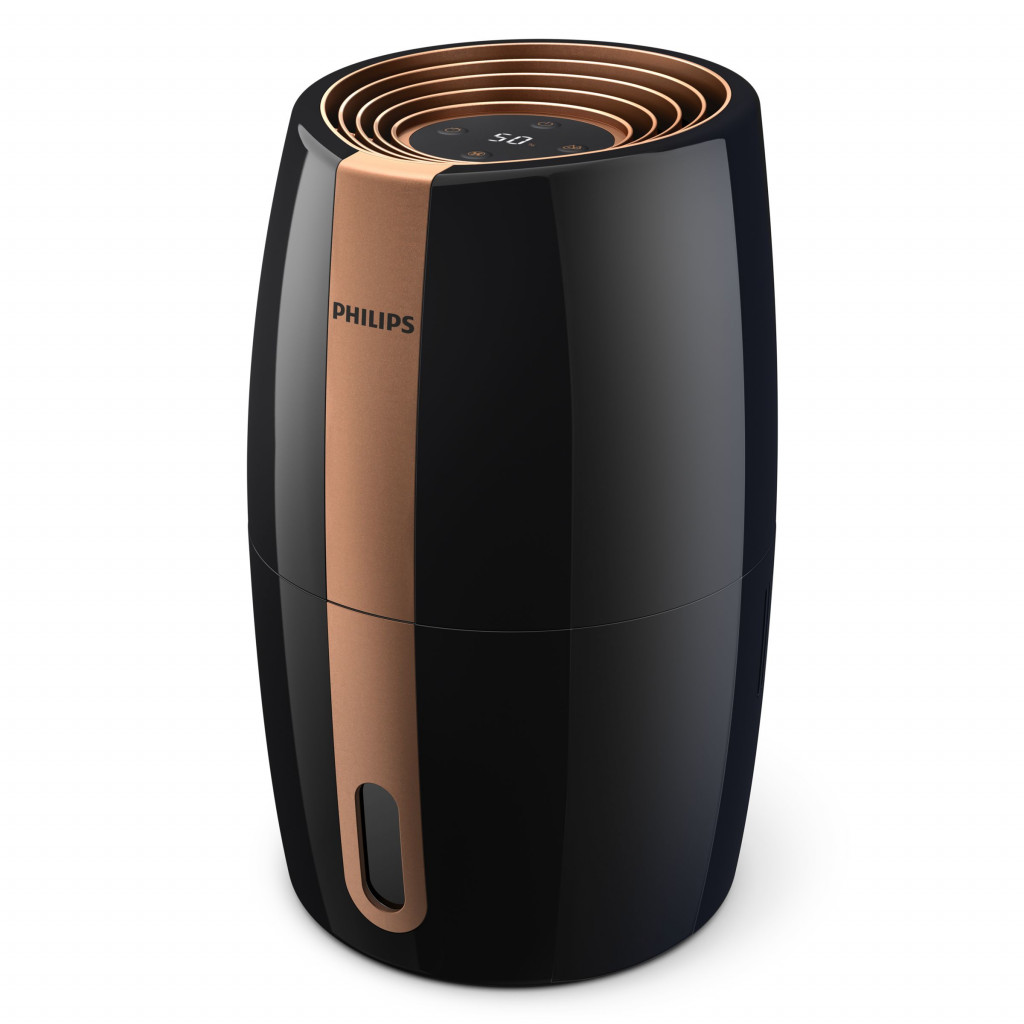 Philips | HU2718/10 | Humidifier | 17 W | Water tank capacity 2 L | Suitable for rooms up to 32 m² | NanoCloud technology | Humidification capacity 200 ml/hr | Black/Copper