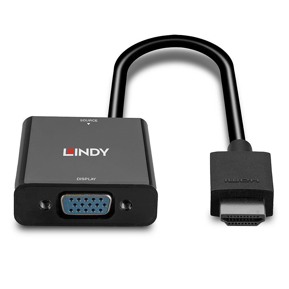 Lindy 38291 videokaabliadapter 0,1 m HDMI tüüp A (Standard) VGA (D-Sub) Must