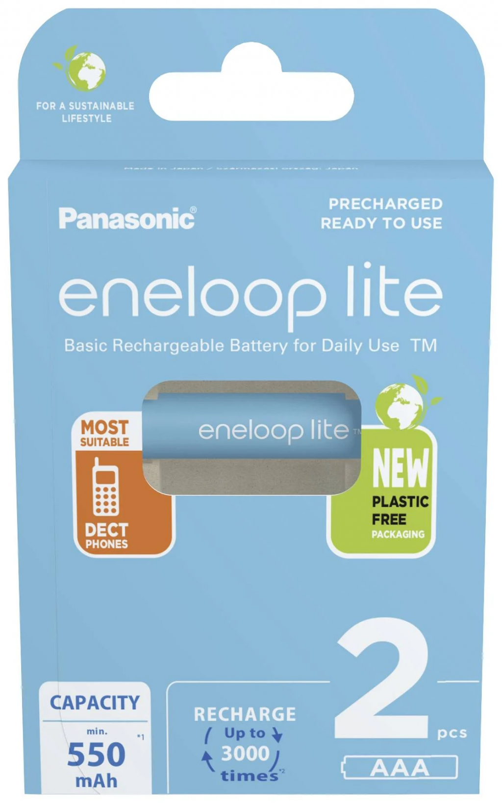 Panasonic | AAA | 550 mAh | 2 pc(s) | ENELOOP Lite BK-4LCCE/2BE