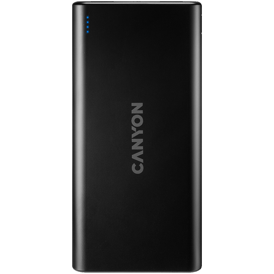 CANYON PB-106, Power bank 10000mAh Li-poly battery, Input 5V/2A, Output 5V/2.1A(Max), USB cable length 0.3m, 140*68*16mm, 0.24Kg, Black