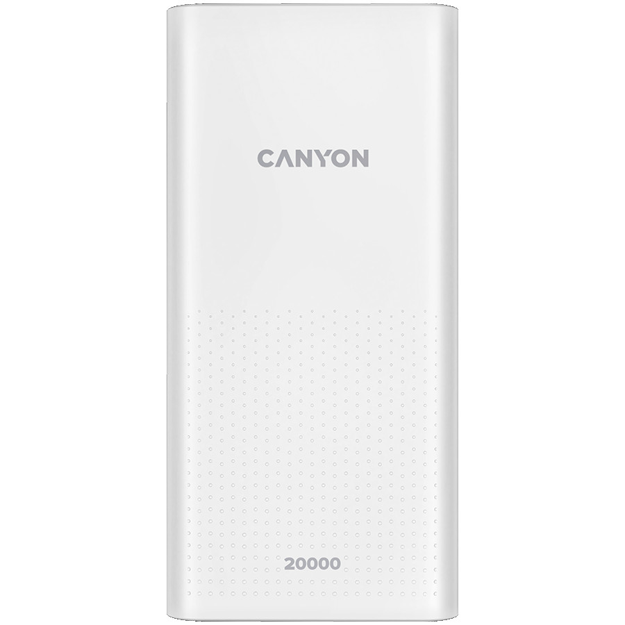 CANYON PB-2001, Power bank 20000mAh Li-poly battery, Input 5V/2A , Output 5V/2.1A(Max) , 144*69*28.5mm, 0.440Kg, white