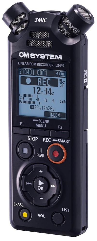 Olympus Linear PCM Recorder LS-P5 Rechargeable, Microphone connection, Stereo, FLAC / PCM (WAV) / MP3, Black, MP3 playback, 59 Hrs 35 min