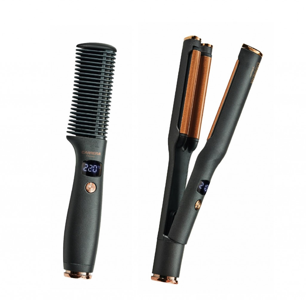 Carrera Classic Straightener Comb and Wave Styler Set 21291122 Warranty 24 month(s), Display LED, Temperature (max) 220 °C, 40/55 W, Gun Grey