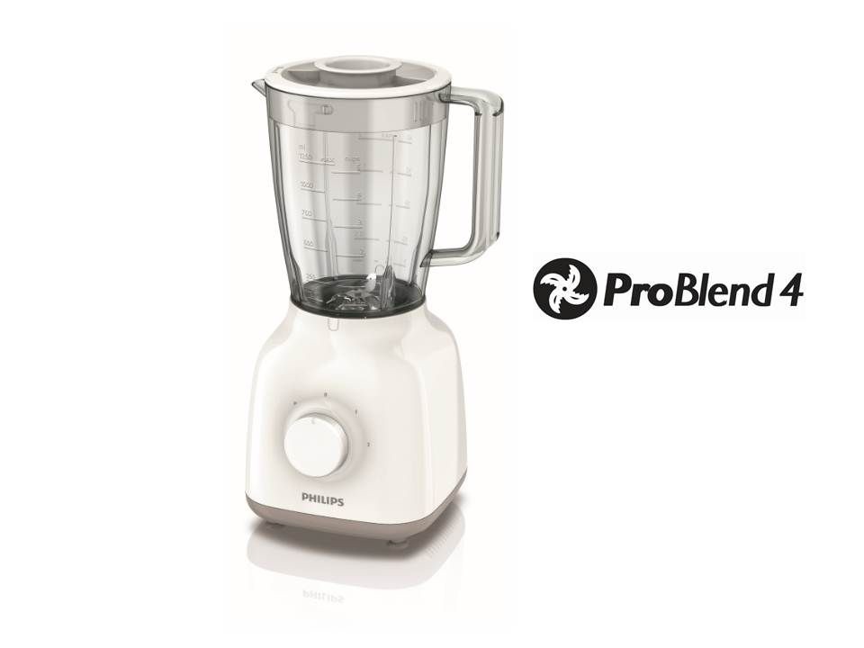 Philips Blender Daily Collection HR2100/00 Tabletop, 400 W, Jar material Plastic, Jar capacity 1.5 L, White