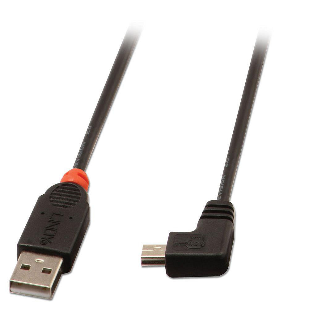 Lindy 31970 USB-kaabel 0,5 m USB 2.0 USB A Mini-USB B Must