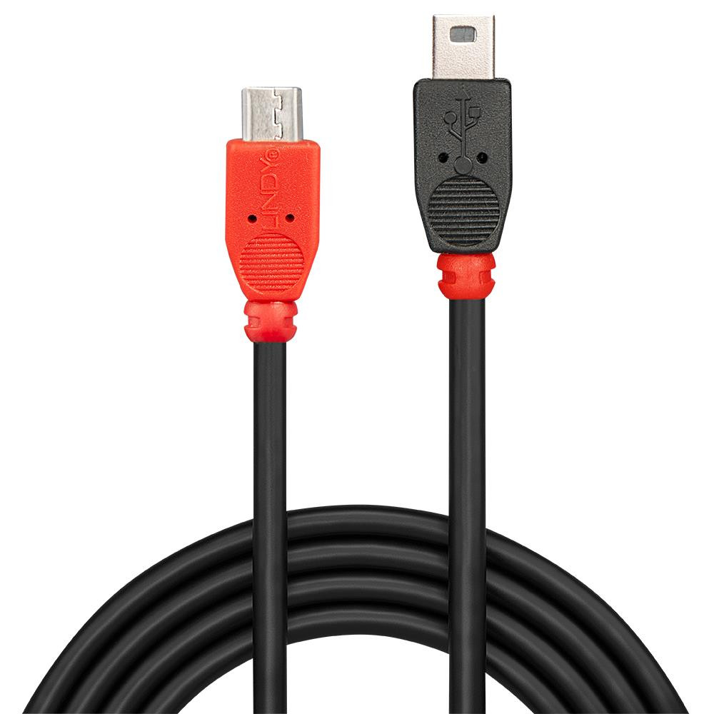 Lindy 31717 USB-kaabel 0,5 m USB 2.0 Mini-USB B Micro-USB B Must, Punane