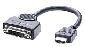 Lindy 41227 videokaabliadapter 0,2 m DVI-D HDMI Must