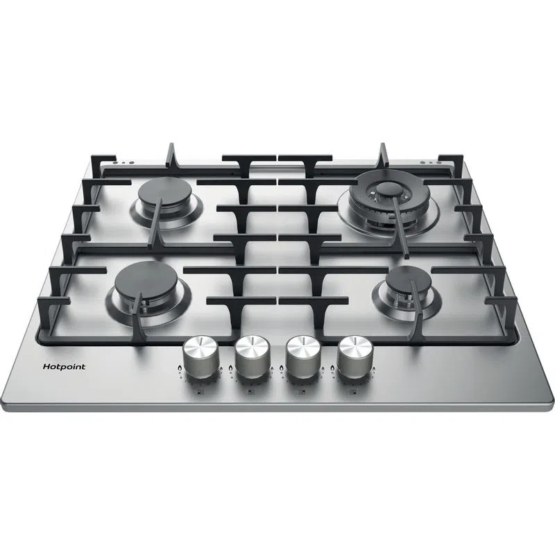 Hotpoint Hob PPH 60G DF/IX Gas, Number of burners/cooking zones 4, Rotary knobs, Stainless steel
