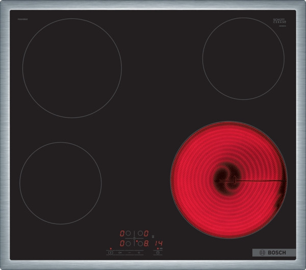 Bosch | PKE645BB2E Series 4 | Hob | Vitroceramic | Number of burners/cooking zones 4 | Touch | Timer | Black