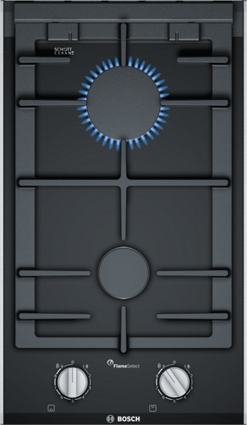 Bosch | Hob | PRB3A6B70 Series 8 | Gas on glass | Number of burners/cooking zones 2 | Rotary knobs | Black