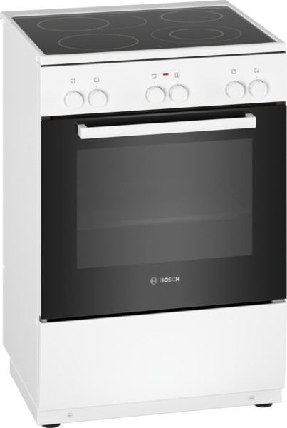 Bosch | Cooker | HKA090220U Series 2 | Hob type Vitroceramic | Oven type Electric | White | Width 60 cm | Grilling | Depth 60 cm | 66 L