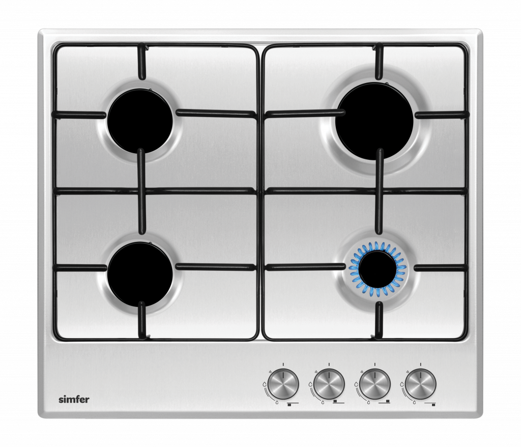 Simfer Hob H6.400.VGRIM Gas, Number of burners/cooking zones 4, Rotary knobs,  Stainless Steel