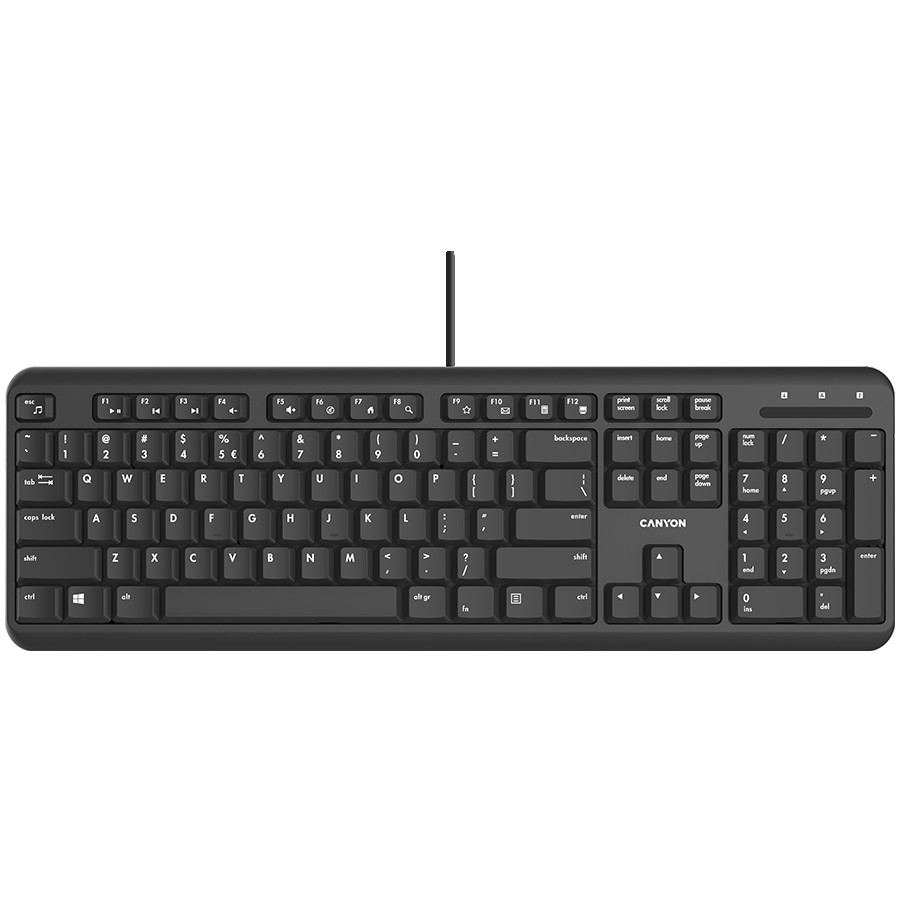 CANYON keyboard HKB-20 EN/RU Velvet Wired  Black