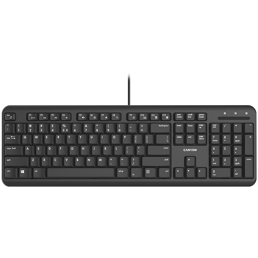 CANYON keyboard HKB-20 EN/RU Velvet Wired  Black