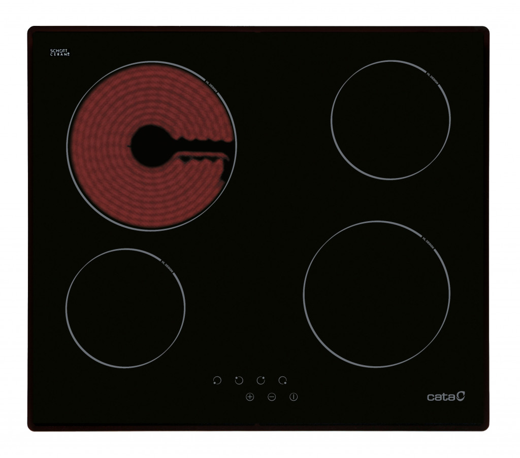 CATA Hob TN 604/B Vitroceramic, Number of burners/cooking zones 4, Touch, Black, Display