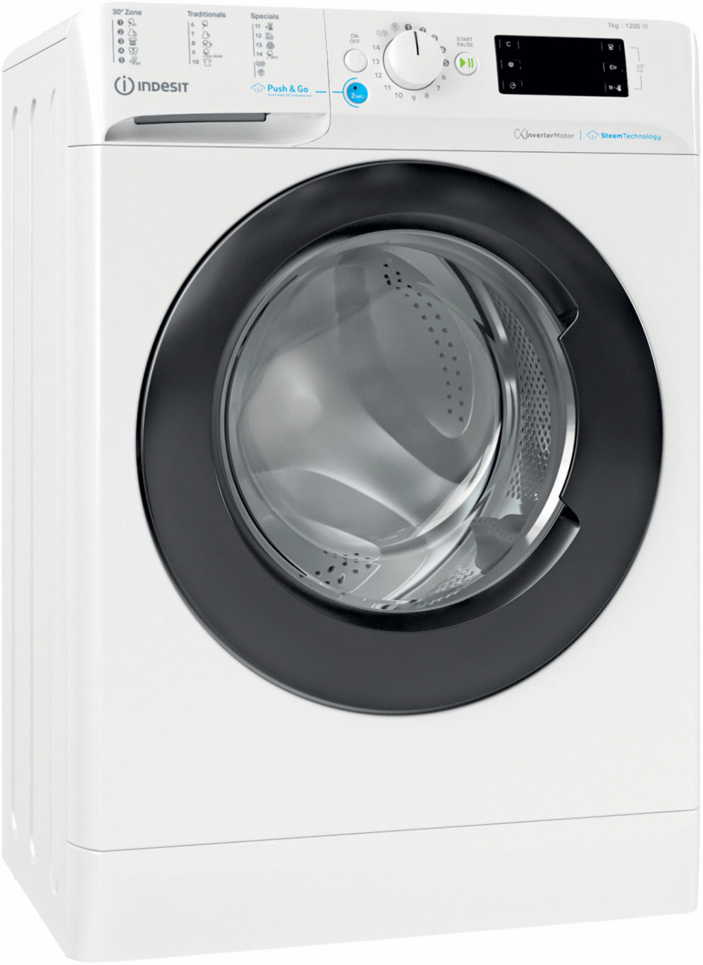 INDESIT Washing machine BWSE 71295X WBV EU	 Energy efficiency class B, Front loading, Washing capacity 7 kg, 1200 RPM, Depth 43.5 cm, Width 59.5 cm, Display, Big Digit, White