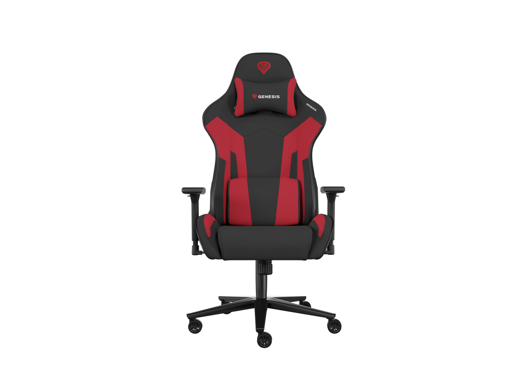 Genesis mm | Backrest upholstery material: Fabric, Eco leather, Seat upholstery material: Fabric, Base material: Metal, Castors material: Nylon with CareGlide coating | Black/Red