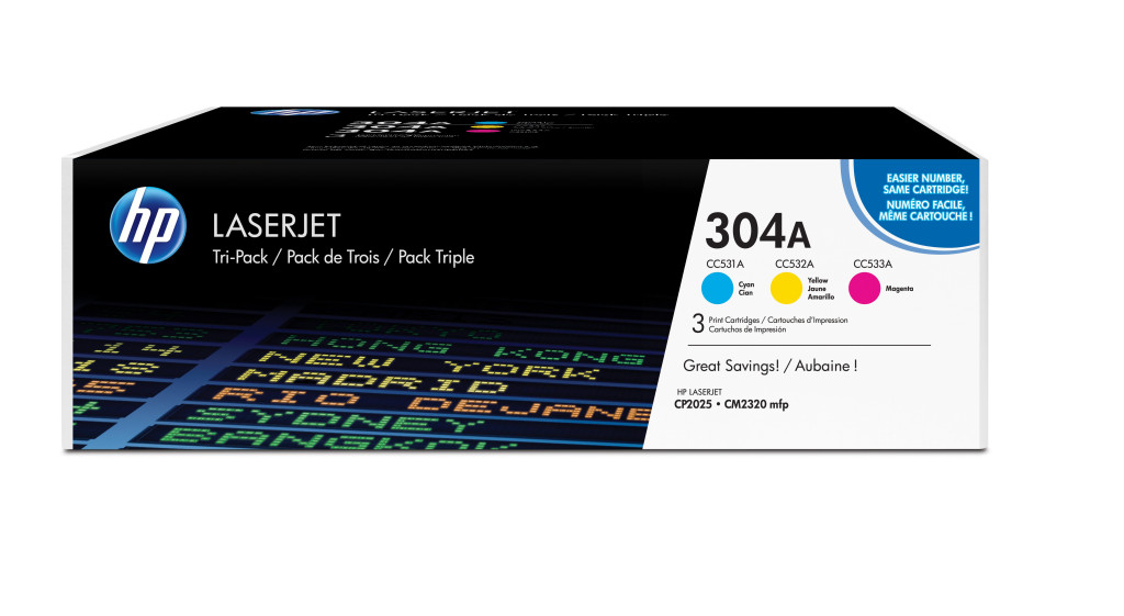 HP Toner 304A CYM Tri-Pack