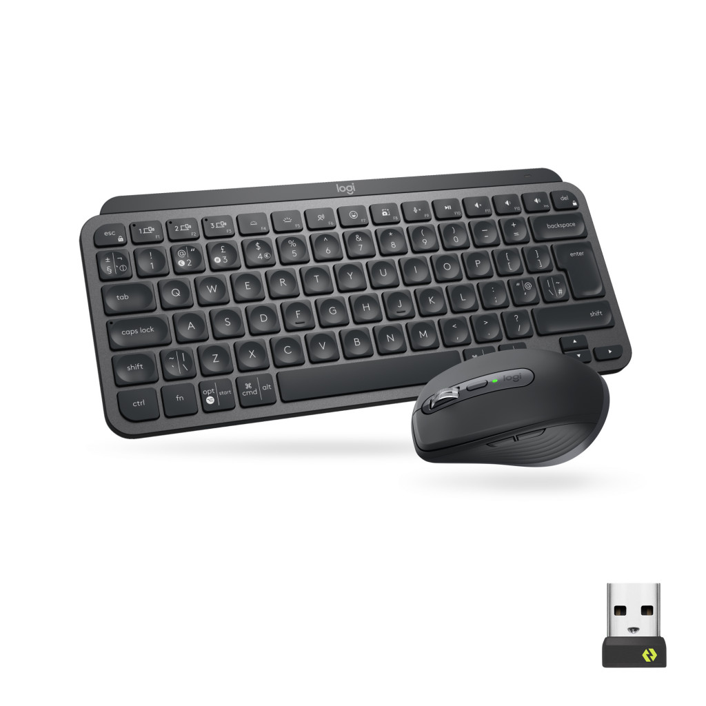 Logitech 920-011061 klaviatuur Hiir kaasa arvatud Kontor RF juhtmeta ühendus + Bluetooth QWERTY US rahvusvaheline Grafiit