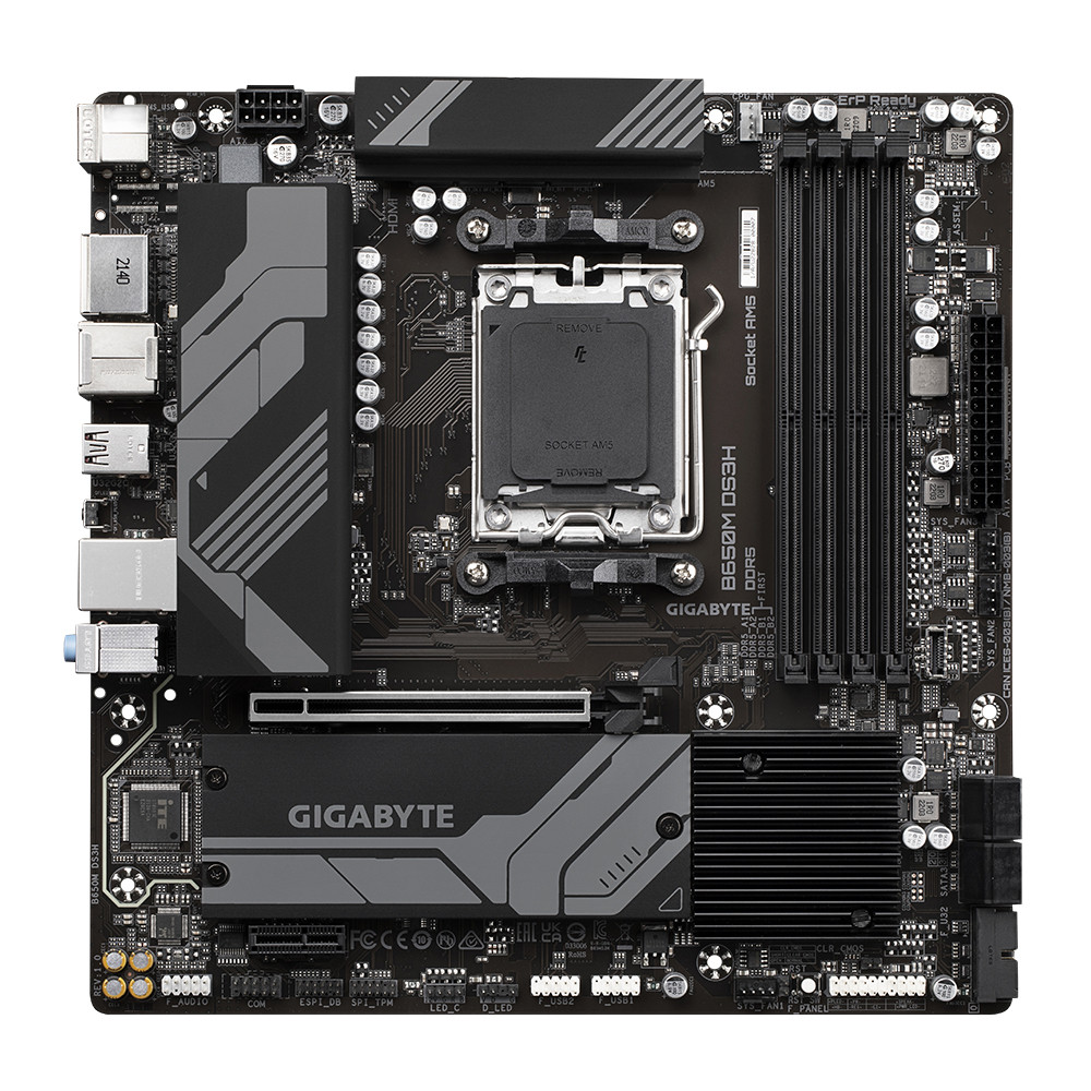 Gigabyte | B650M DS3H 1.0 M/B | Processor family AMD | Processor socket AM5 | DDR5 DIMM | Memory slots 4 | Supported hard disk drive interfaces 	SATA, M.2 | Number of SATA connectors 4 | Chipset B650 | Micro ATX