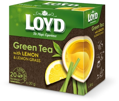 Maitsestatud roheline tee LOYD sidrunikoore ja sidrunheinaga 20 x 1.5g PÜRAMIID