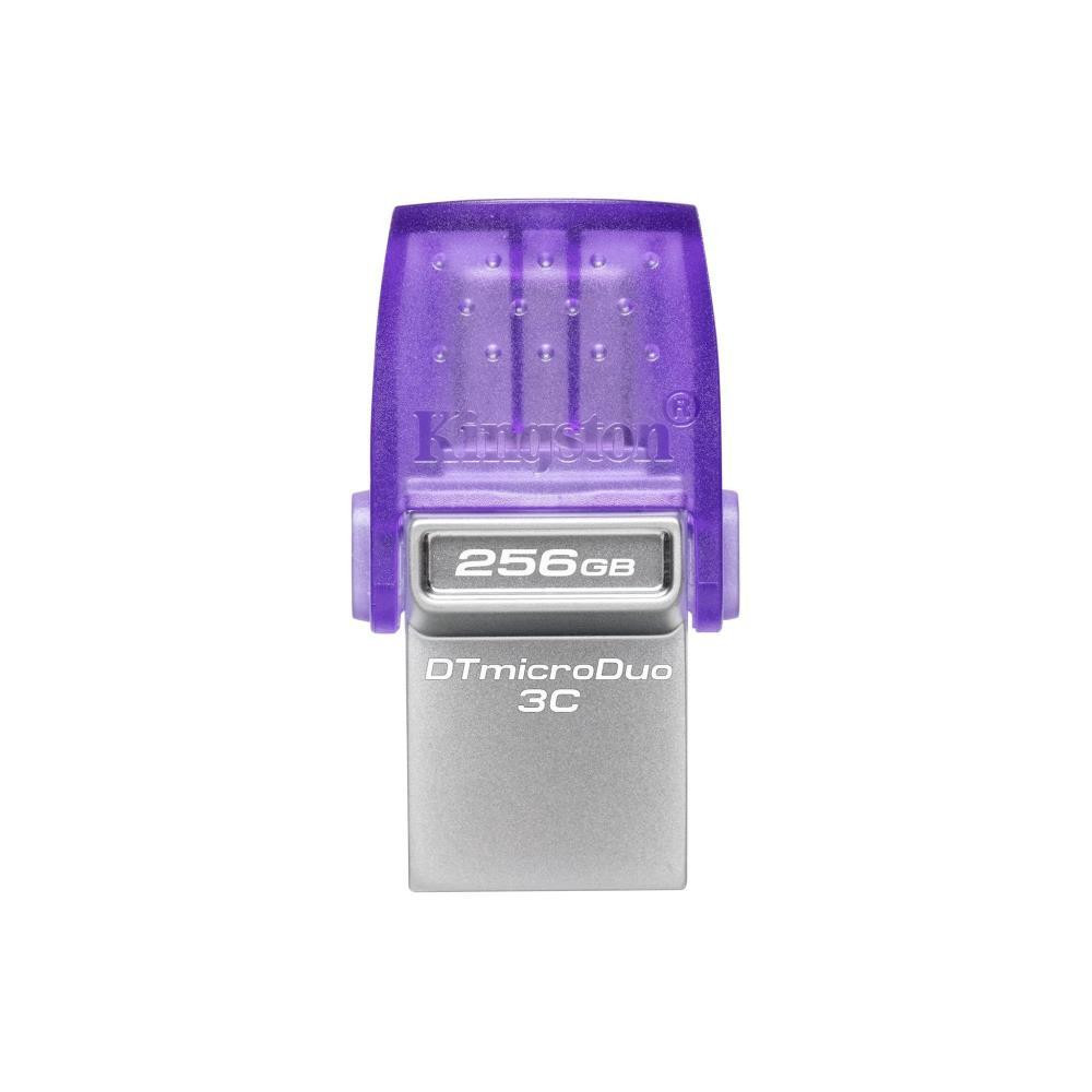 Kingston Technology DataTraveler microDuo 3C USB-välkmälu 256 GB USB Type-A / USB Type-C 3.2 Gen 1 (3.1 Gen 1) Roostevaba teras, Lilla