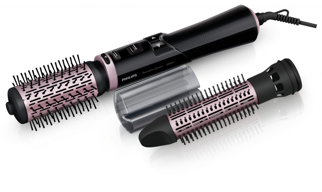 Hair styler brush Philips HP8654 Warranty 24 month(s), Barrel diameter 50 mm, Number of heating levels 3, Number of speeds 2, Ceramic heating system, Ion conditioning, 1000 W, Black/Pink