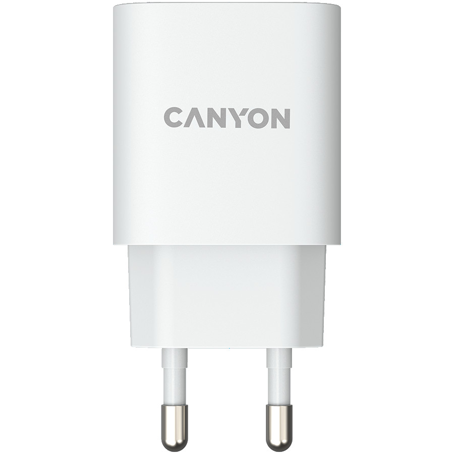 CANYON H-18-01, Wall charger with 1*USB, QC3.0 18W, Input: 100V-240V, Output: DC 5V/3A,9V/2A,12V/1.5A, Eu plug, OCP/OVP/OTP/SCP, CE, RoHS ,ERP. Size: 80.17*41.23*28.68mm, 50g, White