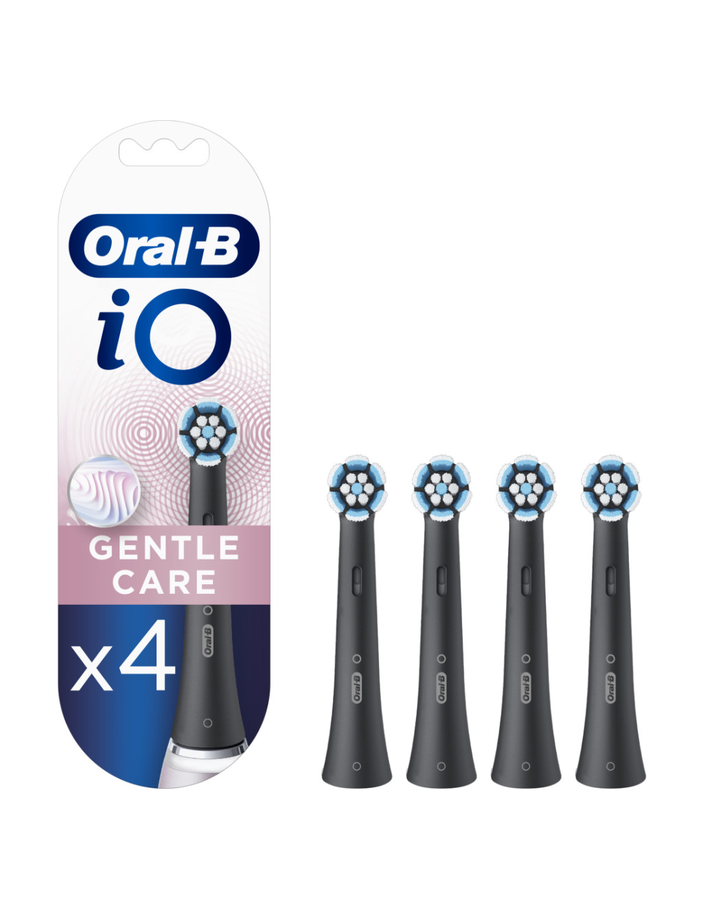 Oral-B | Toothbrush replacement | iO Gentle Care | Heads | For adults | Number of brush heads included 4 | Number of teeth brushing modes Does not apply | Black