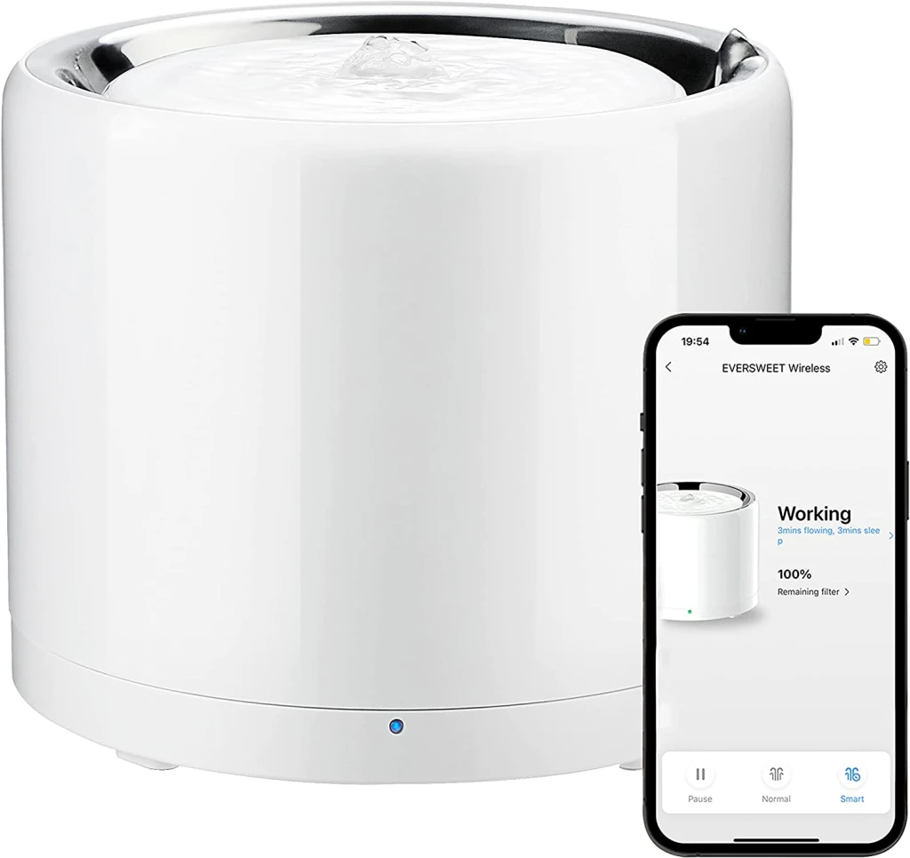 PETKIT | Smart Pet Drinking Fountain | Eversweet 3 Pro (Wireless Pump) | Capacity 1.35 L | Filtering | Material Stainless Steel, ABS | White
